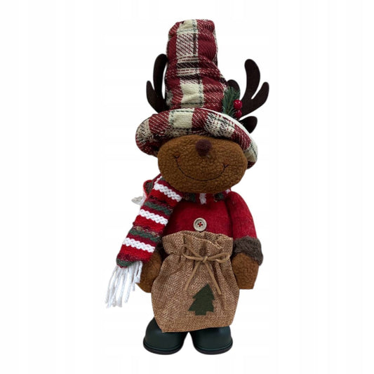 Pluszowy renifer świąteczny z workiem bożonarodzeniowa dekoracja zimowa