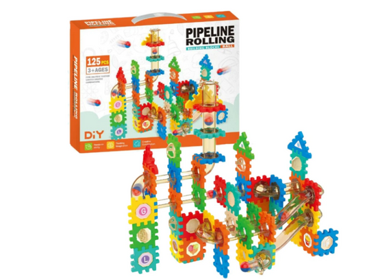 Klocki konstrukcyjne – układanka + tor kulkowy, zestaw edukacyjny