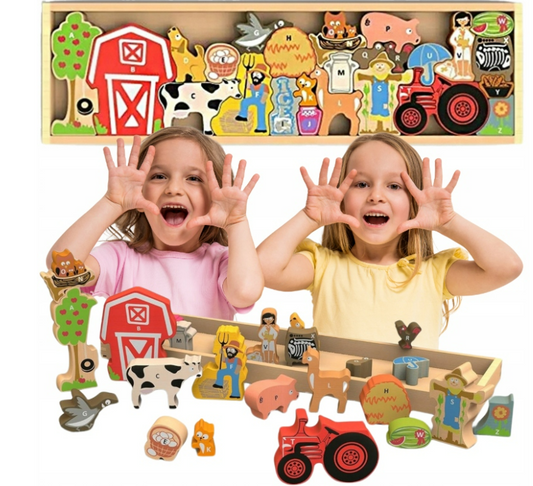 Drewniany Zestaw - Klocki "Dom" Układanka Konstrukcyjna Zabawka Rozwojowa