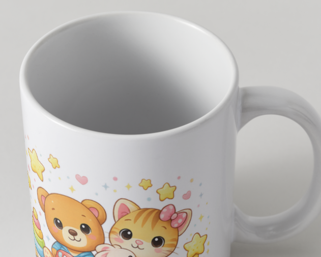 HAPPY mug 330 ml white with print – gift for children
