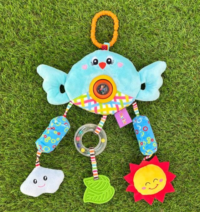 Różowa Zawieszka Edukacyjna z Grzechotką i Gryzakiem zabawki dla dzieci