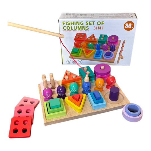 Drewniany zestaw edukacyjny 3w1 - Sorter Układanka dla dzieci