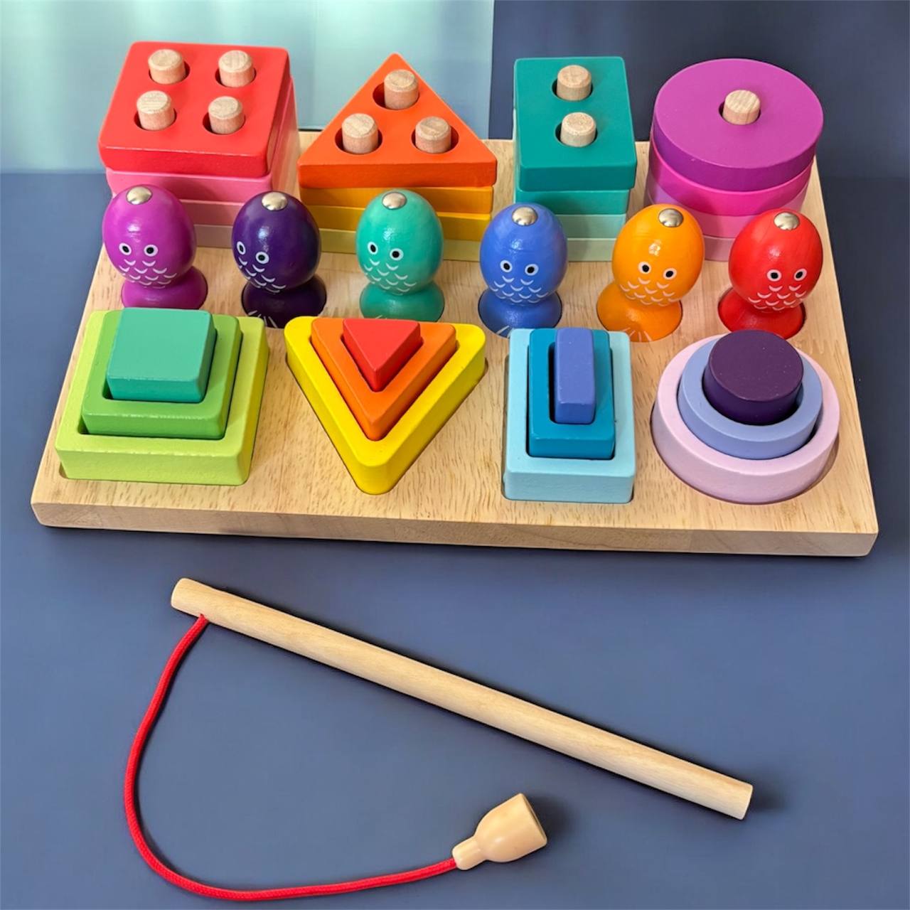 Drewniany zestaw edukacyjny 3w1 - Sorter Układanka dla dzieci