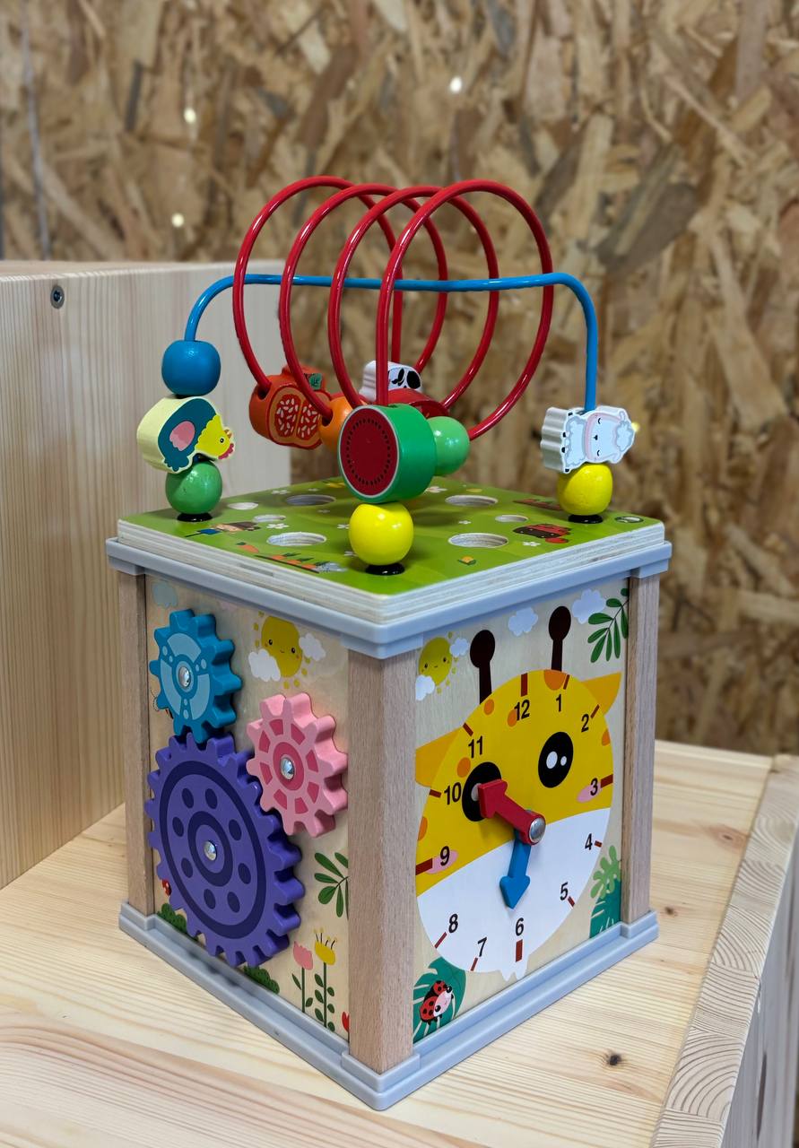 Drewniana kostka sorter 7 w 1 edukacyjna Montessori