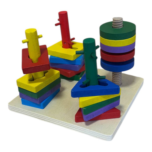 Drewniana układanka edukacyjna – sorter kształtów na prezent dla dzieci