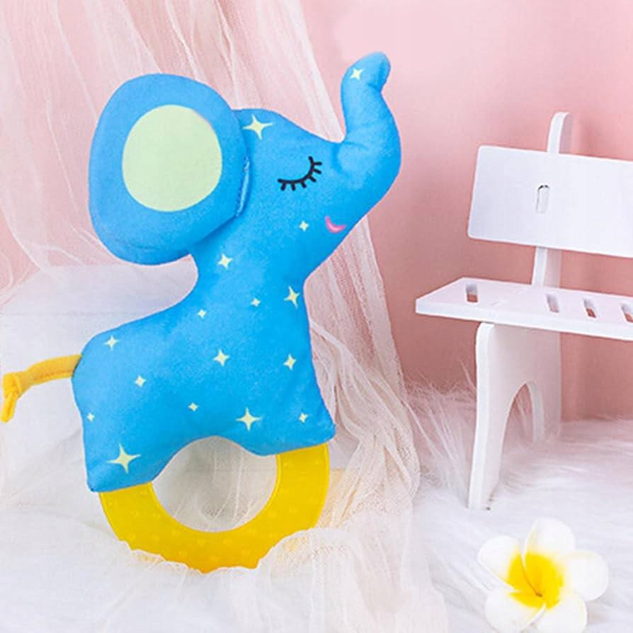 Gryzak Sensoryczny z Cichą Grzechotką Słoń dla Niemowląt 0+