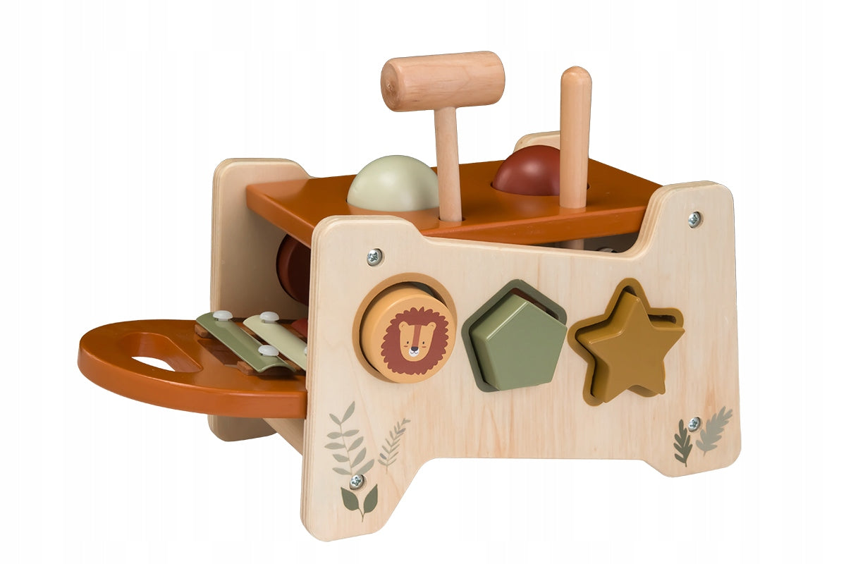 Drewniana kostka edukacyjna 4w1 - ksylofon Montessori dla dzieci