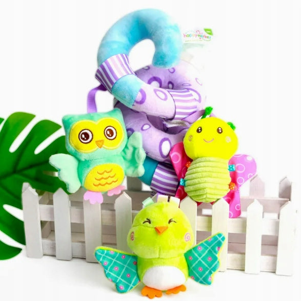 Spirala Sensoryczna do Wózka i Łóżeczka - Sówka Grzechotka 0+