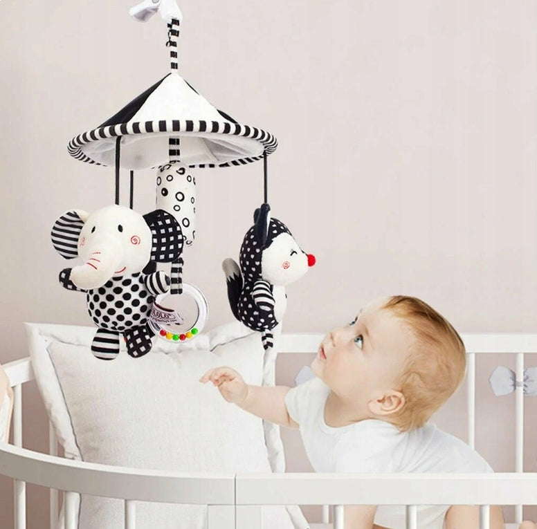 Mobil Sensoryczny Kontrastowy do Łóżeczka i Wózka 0+ - Zawieszka Montessori