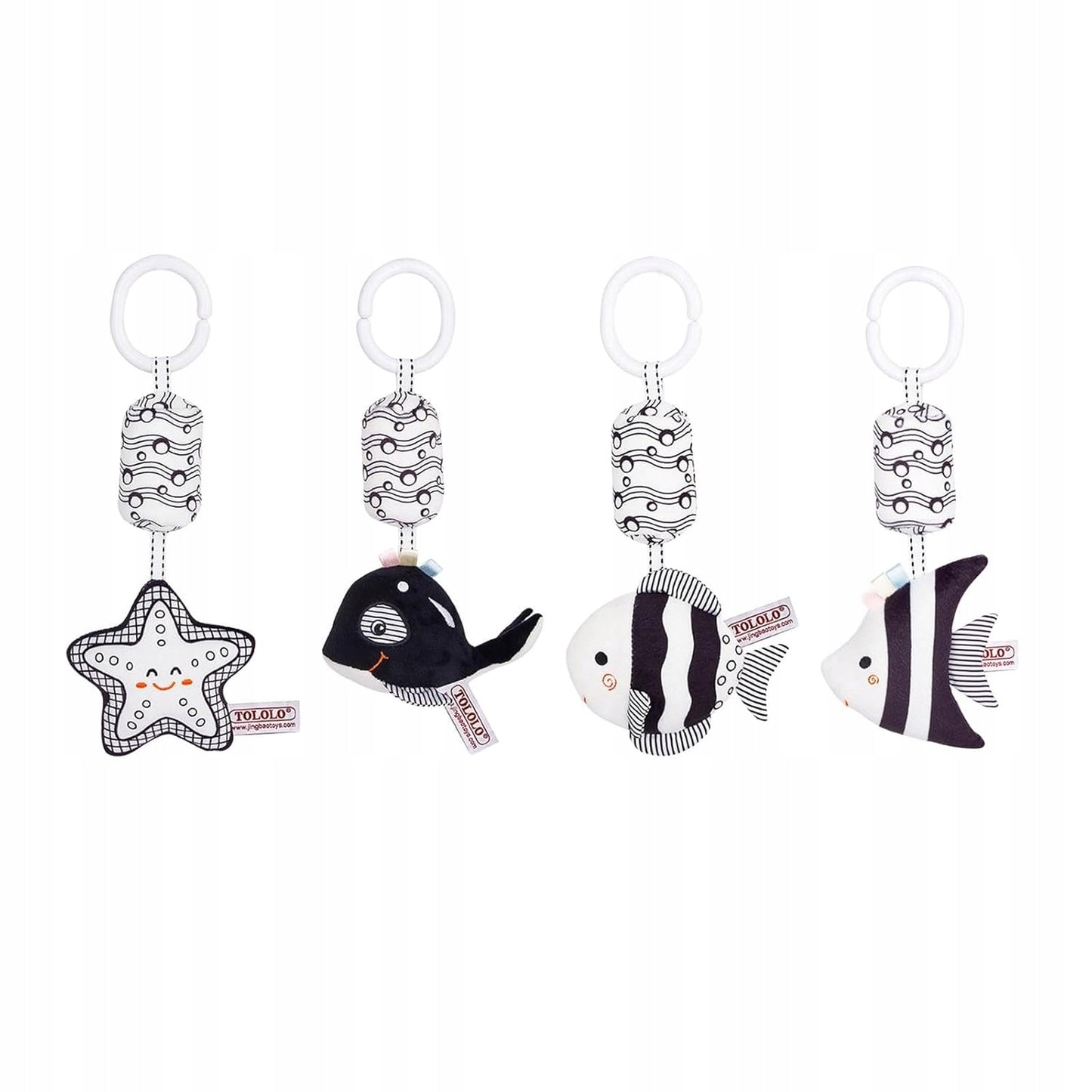 Zawieszka sensoryczna RYBKA kontrastowa dla niemowląt 0+ Zabawka do wózka