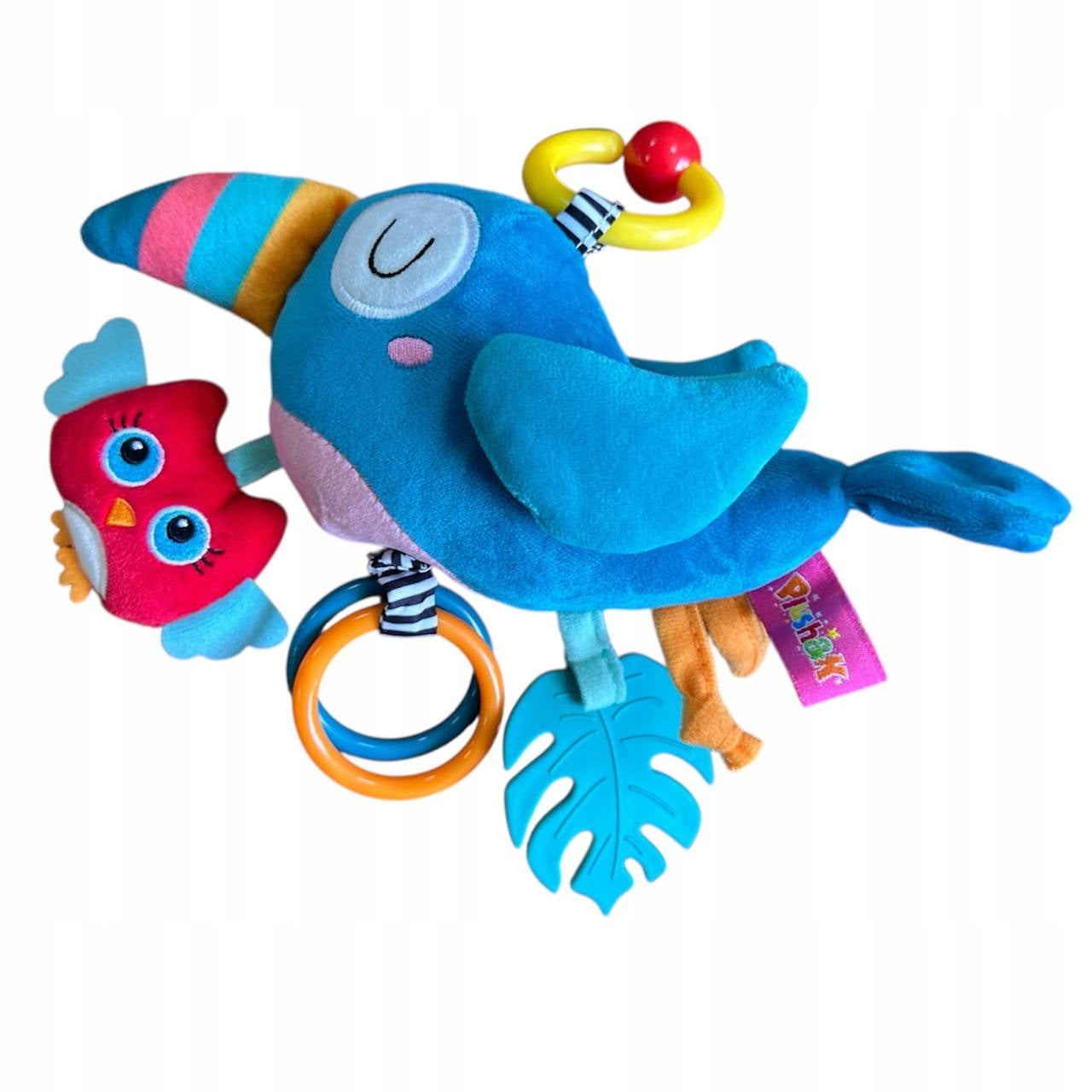 Zawieszka Pozytywka Sensoryczna Ptaszek Tukan do Wózka Łóżeczka 0+