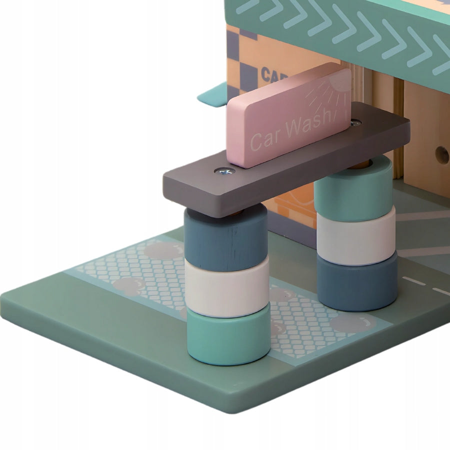 Drewniany Parking Piętrowy Garaż, Winda i Stacją zabawka dla dzieci prezent