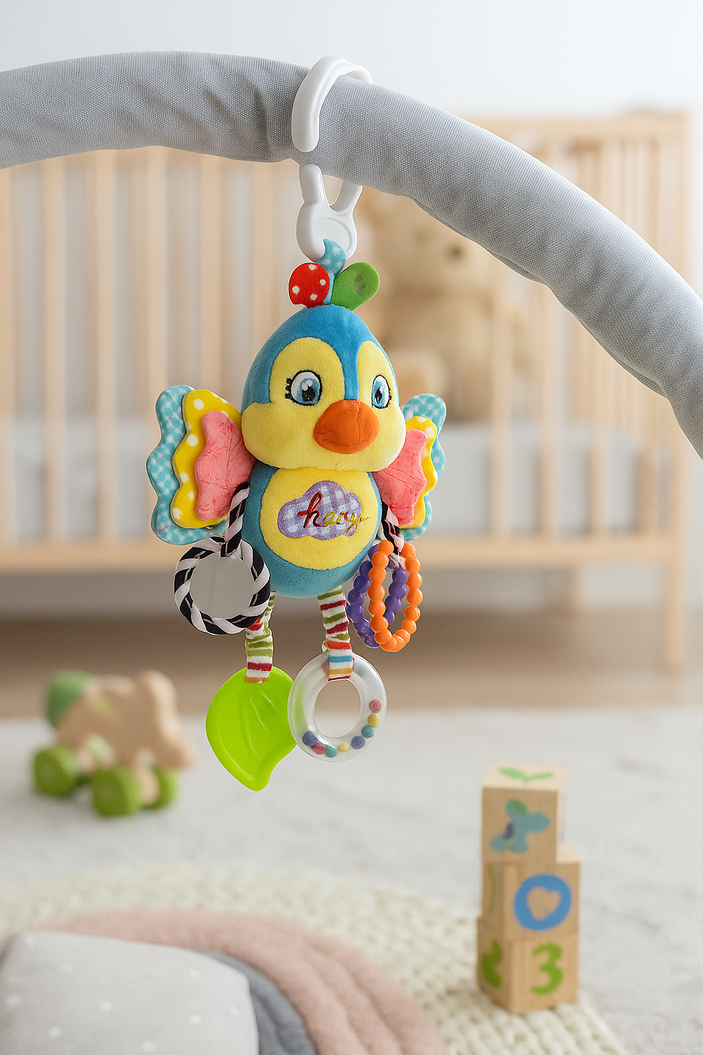 Little bird stroller toy with rattle and teether for the pram – photo 4
