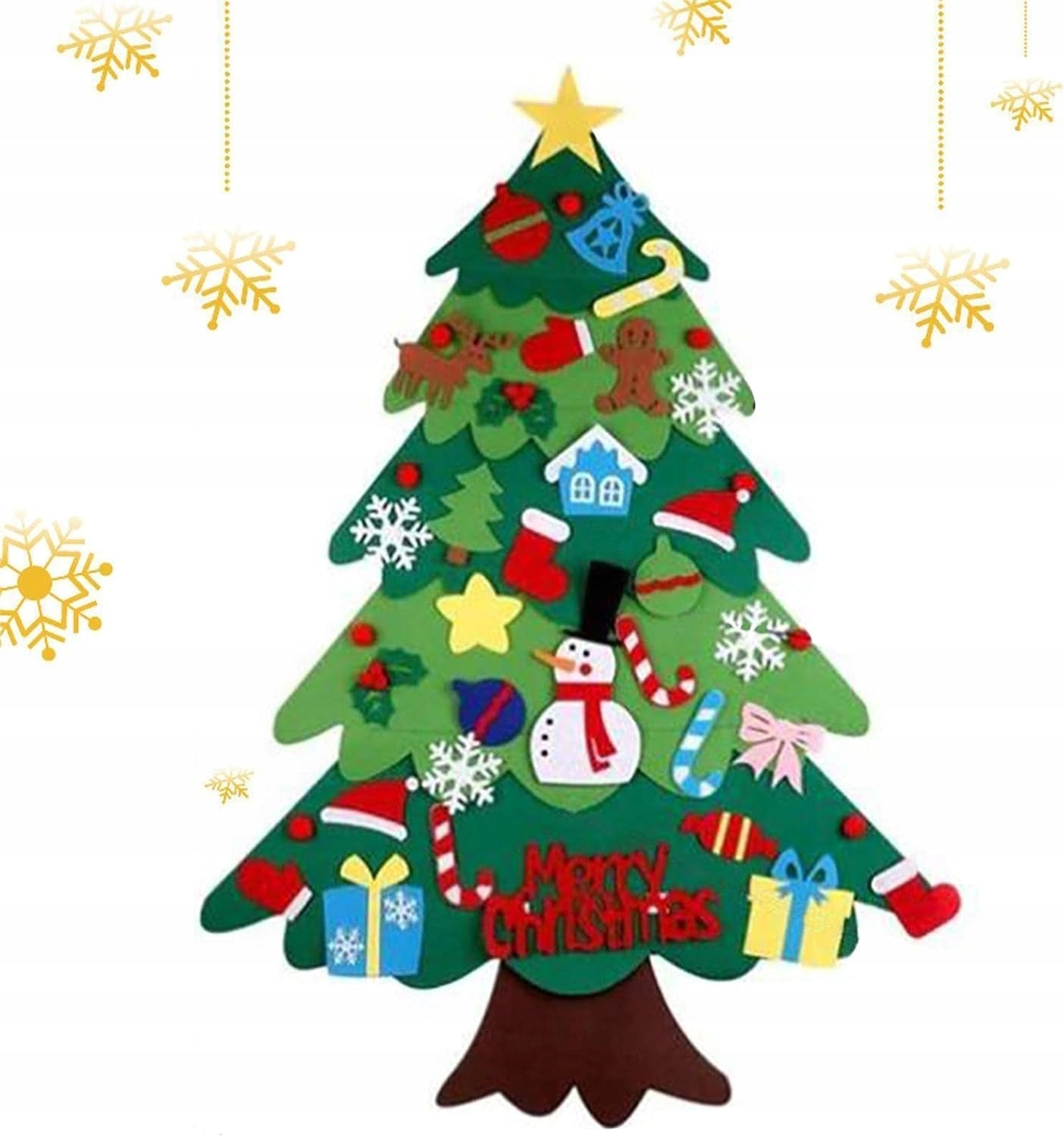 Filcowa Choinka Montessori dla Dzieci - Dekoracja Świąteczna z Ozdobami DIY