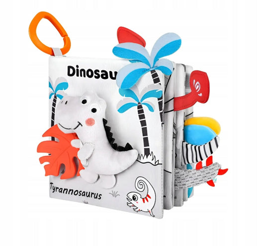 Książeczka Sensoryczna Dinozaur dla Niemowląt 0+ Montessori z Gryzakiem