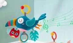 Zawieszka Pozytywka Sensoryczna Ptaszek Tukan do Wózka Łóżeczka 0+