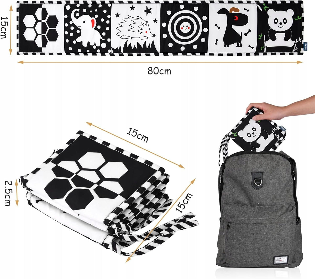 High-contrast sensory book with a mirror for the cot – photo 7