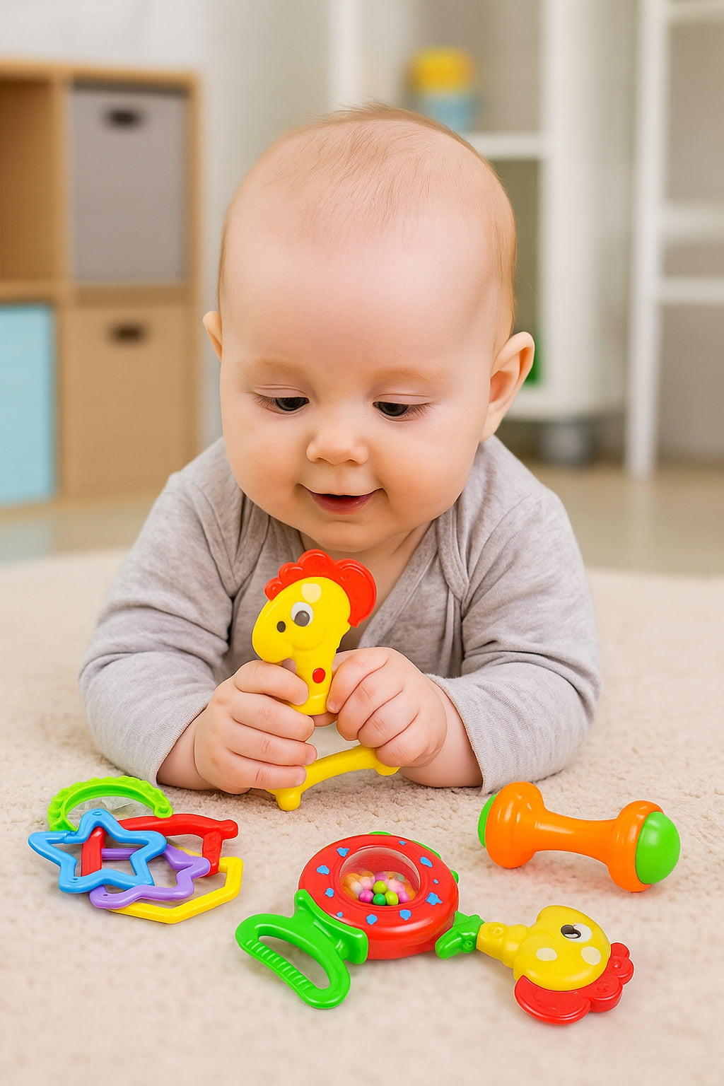 Set aus bunten Rasseln und Beißringen Baby Star – Foto 2