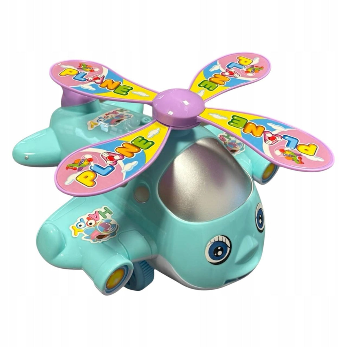 Turkusowy chodzik-pchacz samolot dla dzieci