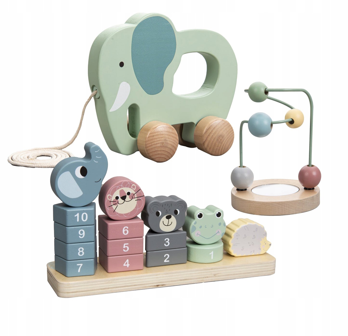 Zestaw drewnianych zabawek edukacyjnych Montessori na prezent dla dzieci