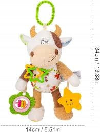 Zabawka Sensoryczna Zawieszka Krówka dla Niemowląt 0+ z Grzechotka i Gryzak