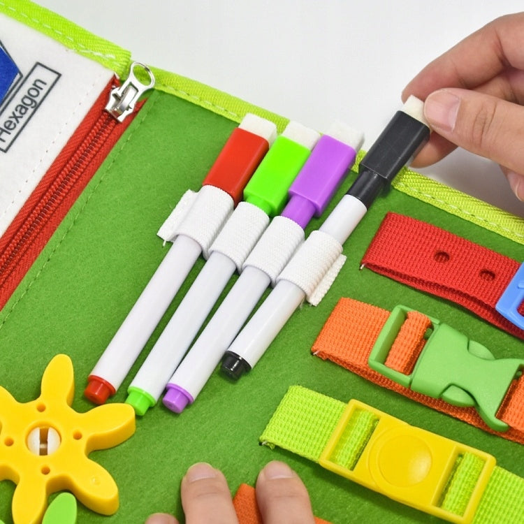 Tablica manipulacyjna książeczka Montessori edukacyjna do malowania zielona