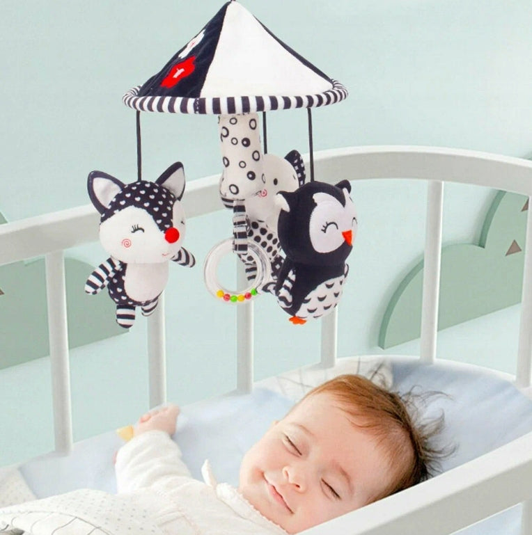 Mobil Sensoryczny Kontrastowy do Łóżeczka i Wózka 0+ - Zawieszka Montessori