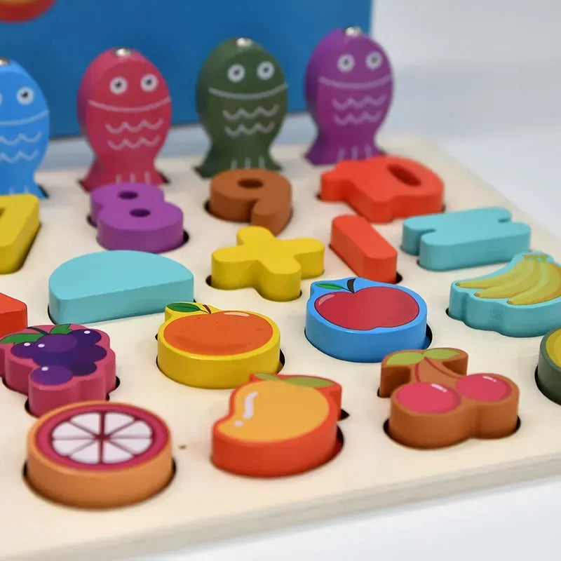 Montessori-Holzbrett Mathematik mit Ziffern, Fischen und Formensortierer – Foto 5