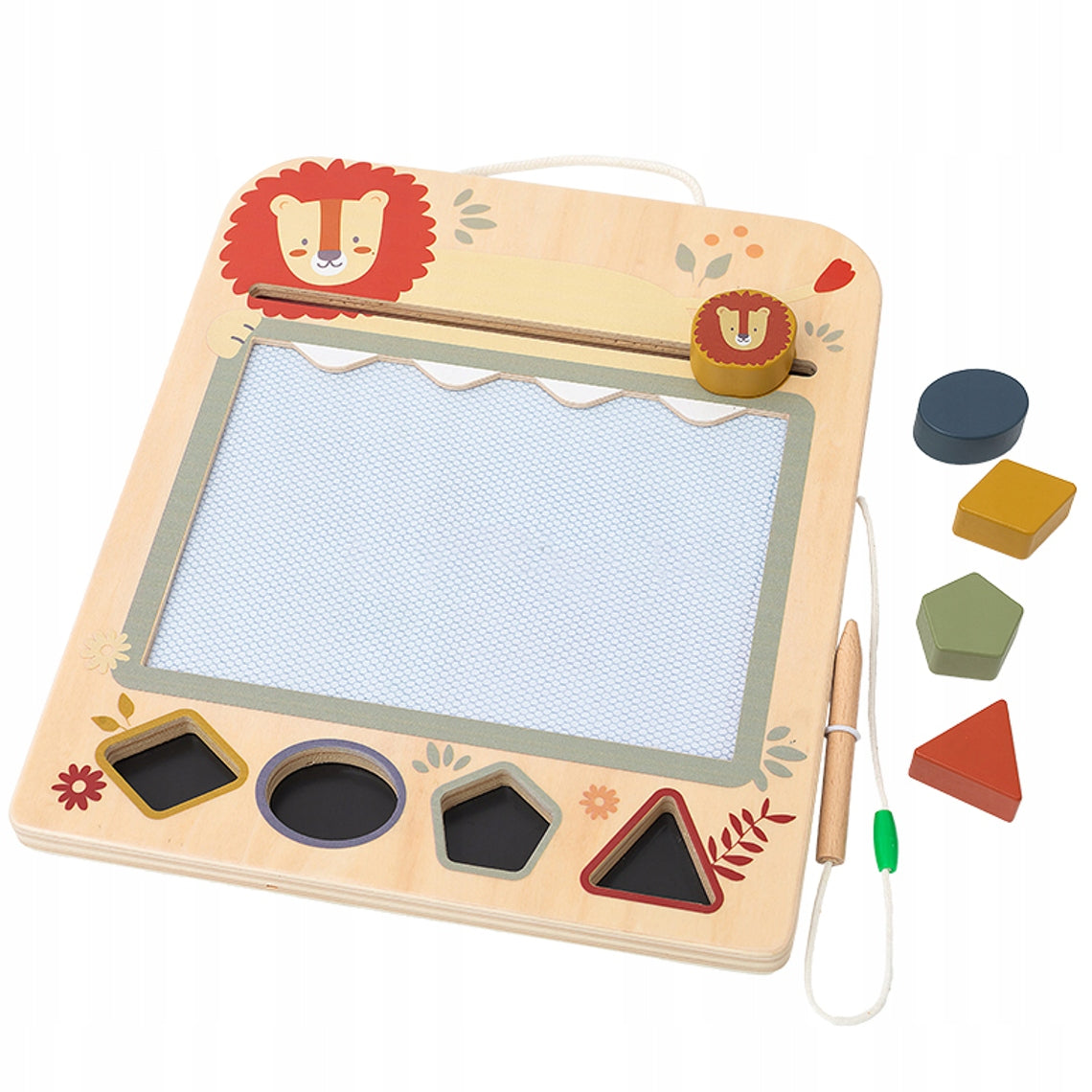 Drewniana tablica magnetycznaz sorter kształtów - zabawka Montessori