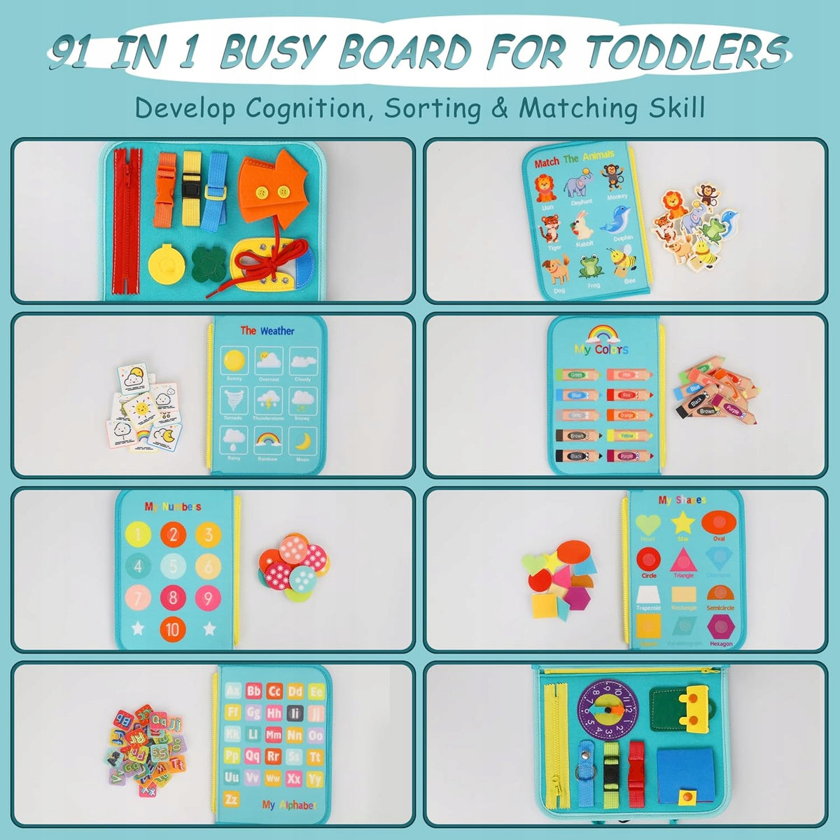 Green felt Montessori Busy Book sensory book – photo 6