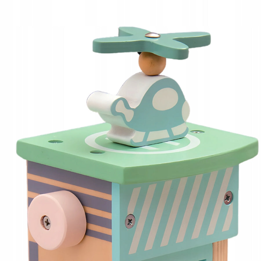 Drewniany Parking Piętrowy Garaż, Winda i Stacją zabawka dla dzieci prezent