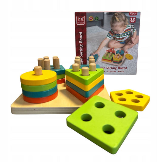 Drewniana Tablica Montessori do Sortowania Kształtów 12m+ - Edukacyjna