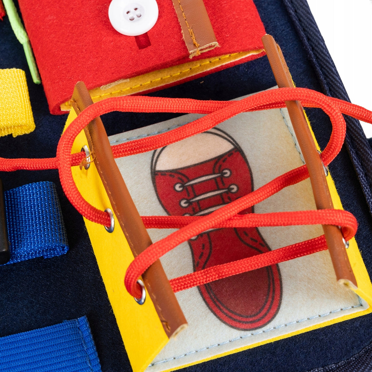 Felt busy board shaped like a handbag with 14 fasteners – photo 14