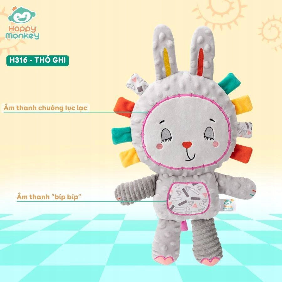 Króliczek Sensoryczny Montessori - Przytulanka Edukacyjna dla Niemowląt 0+