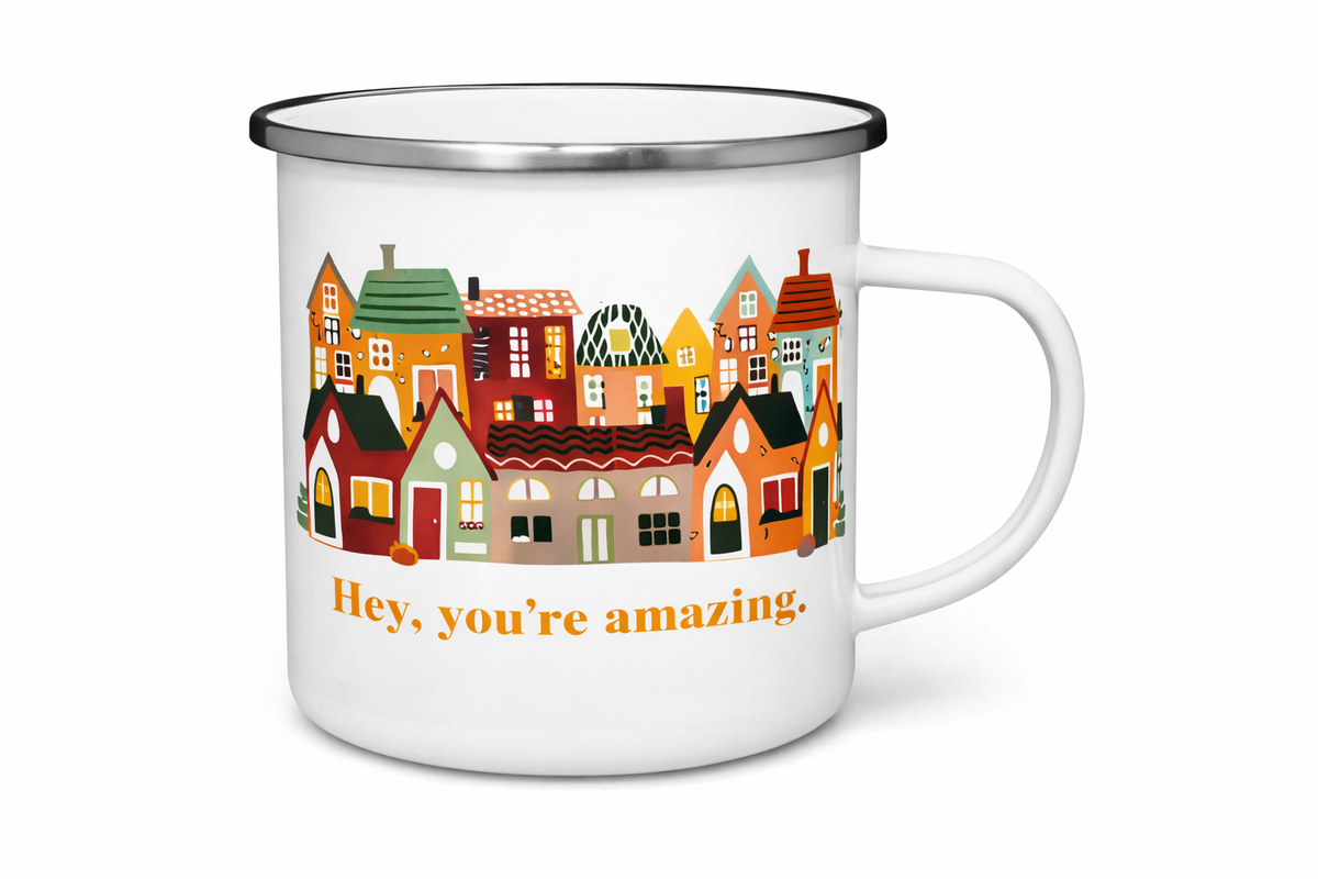 Kubek emaliowany 330 ml z nadrukiem miasto