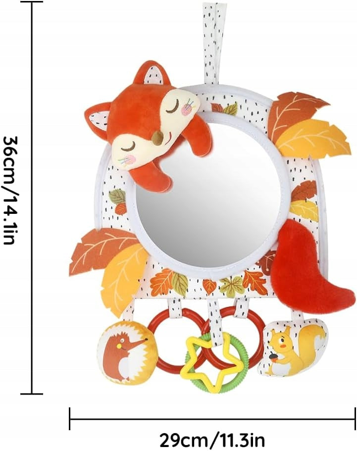 Zawieszka Sensoryczna z Lusterkiem Lisek Montessori do Wózka i Łóżeczka 0+