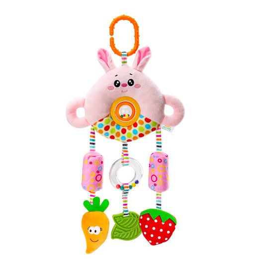 Różowa Zawieszka Edukacyjna z Grzechotką i Gryzakiem zabawki dla dzieci
