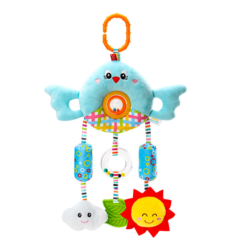 Niebieska Zawieszka Edukacyjna z Grzechotką i Gryzakiem zabawki dla dzieci