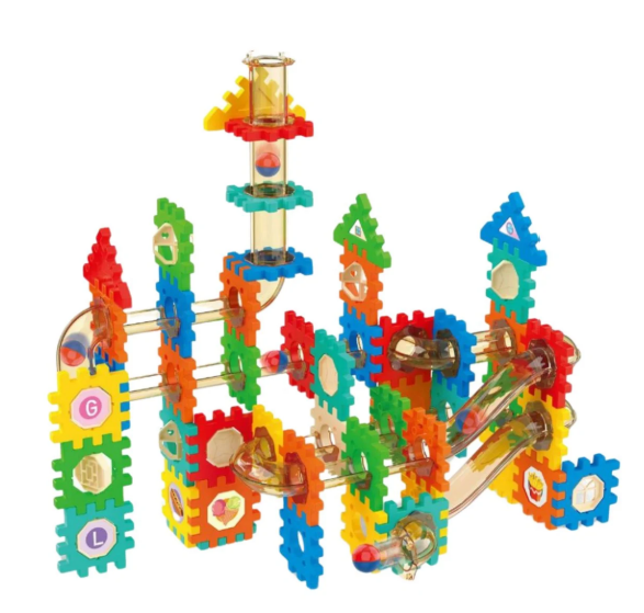 Klocki konstrukcyjne – układanka + tor kulkowy, zestaw edukacyjny