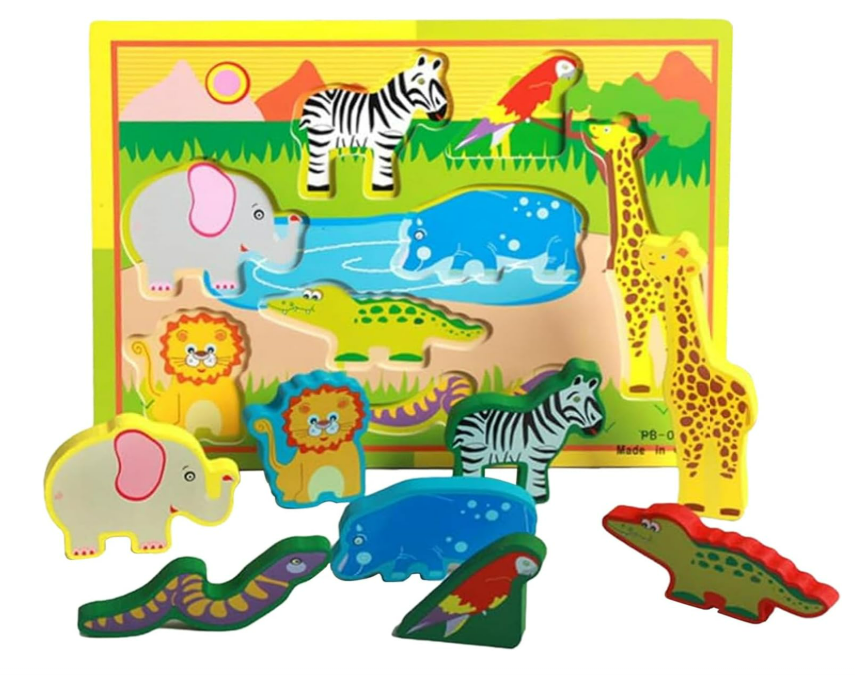Holzpuzzle Dschungel mit Zebra, Elefant und Giraffe – Foto 3