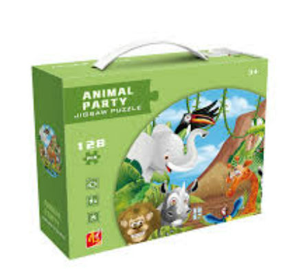 Puzzle Animal Party mit 128 Teilen im Koffer mit Griff – Foto 3