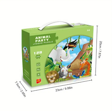 Puzzle Animal Party mit 128 Teilen im Koffer mit Griff – Foto 4
