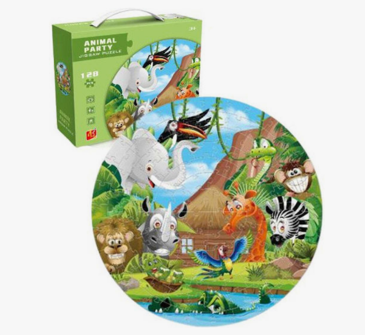Puzzle Animal Party mit 128 Teilen im Koffer mit Griff – Foto 5