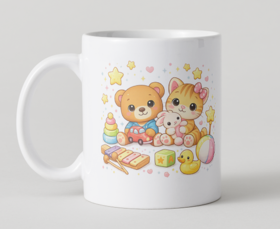 HAPPY mug 330 ml white with print – gift for children
