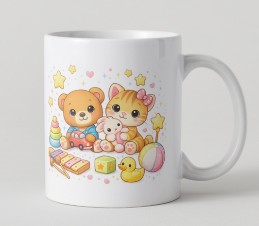 HAPPY mug 330 ml white with print – gift for children