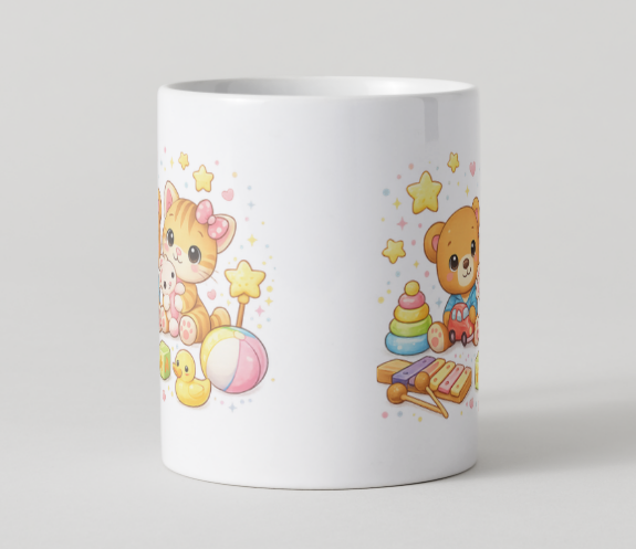 HAPPY mug 330 ml white with print – gift for children