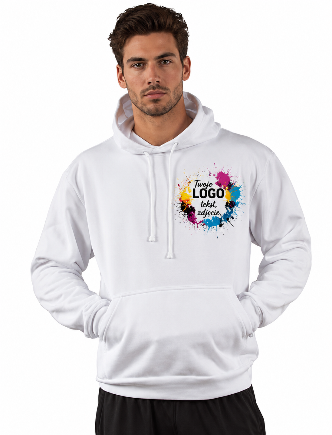 Bluza z kapturem własne logo widok przód