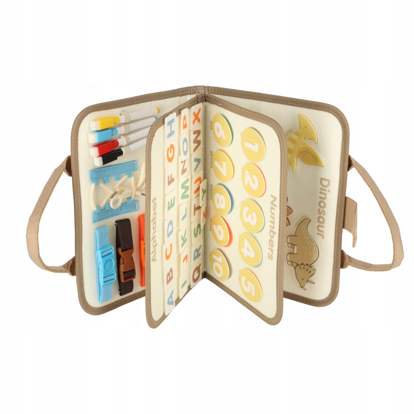 Tablica manipulacyjna Montessori wielokolorowa tkaninowa z filcu na prezent