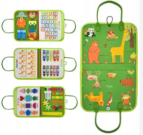 Tablica manipulacyjna książeczka Montessori edukacyjna do malowania zielona