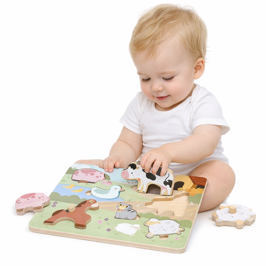 Dźwiękowa Układanka – Drewniana Edukacyjna z Odgłosami Zwierząt Montessori